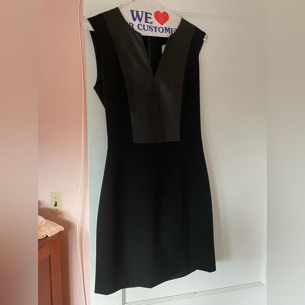Black Mason dress with lamb skin contrast